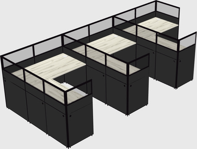 Shared l-shaped cubicle