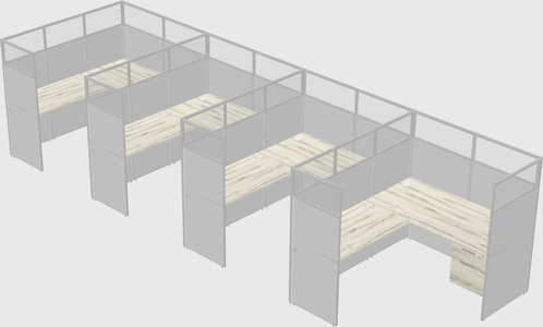 Shared l-shaped cubicle