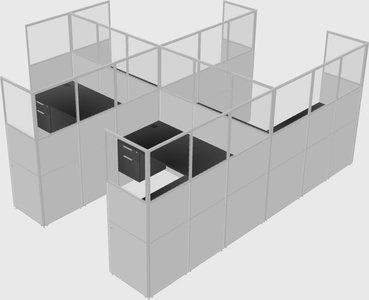 Shared l-shaped cubicle