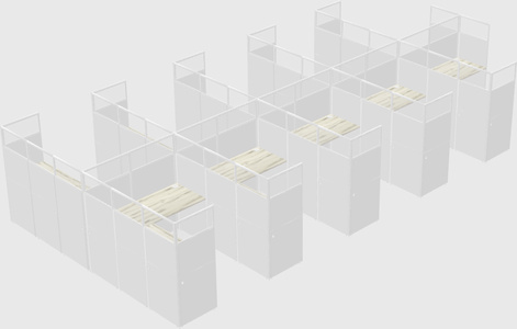 Shared l-shaped cubicle