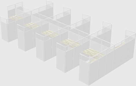 Shared l-shaped cubicle
