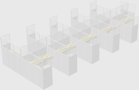 Shared l-shaped cubicle