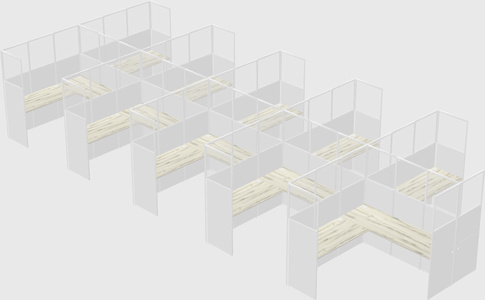Shared l-shaped cubicle