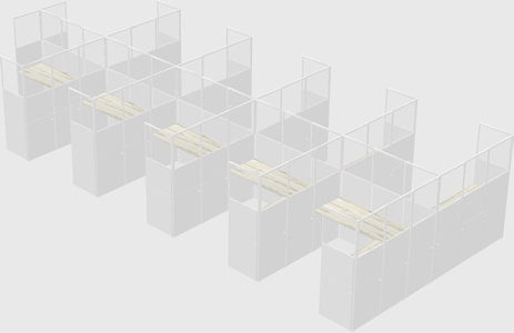 Shared l-shaped cubicle