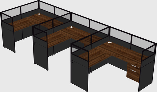 Shared l-shaped cubicle