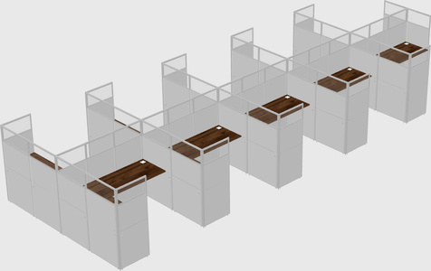 Shared l-shaped cubicle