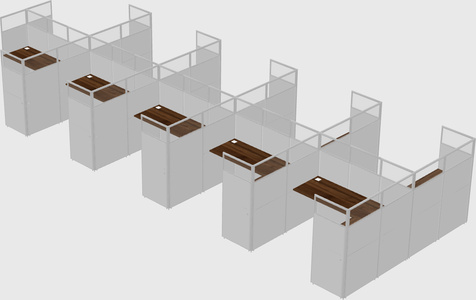 Shared l-shaped cubicle