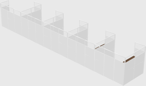 Shared l-shaped cubicle