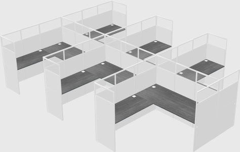 Shared l-shaped cubicle