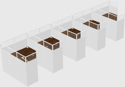 Shared l-shaped cubicle