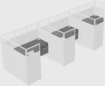Shared l-shaped cubicle