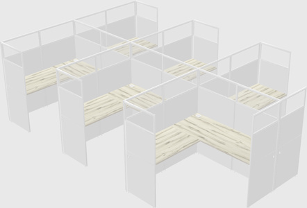 Shared l-shaped cubicle