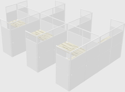 Shared l-shaped cubicle