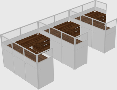 Shared l-shaped cubicle