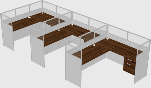 Shared l-shaped cubicle