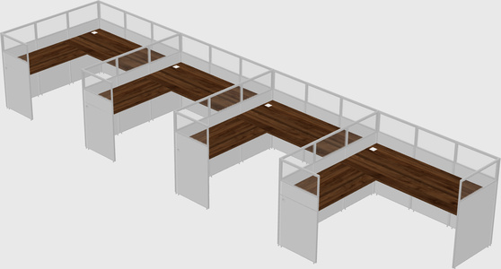 Shared l-shaped cubicle