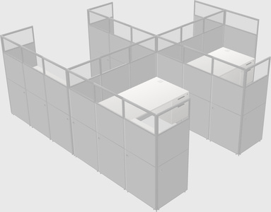 Shared l-shaped cubicle