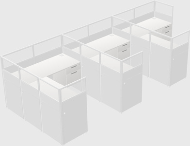 Shared l-shaped cubicle