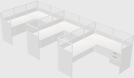 Shared l-shaped cubicle