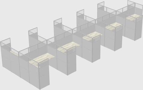 Shared l-shaped cubicle