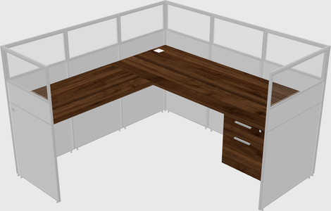 Shared l-shaped cubicle