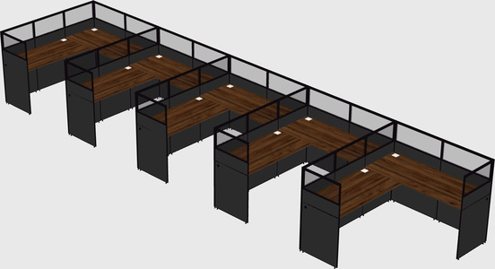Shared l-shaped cubicle