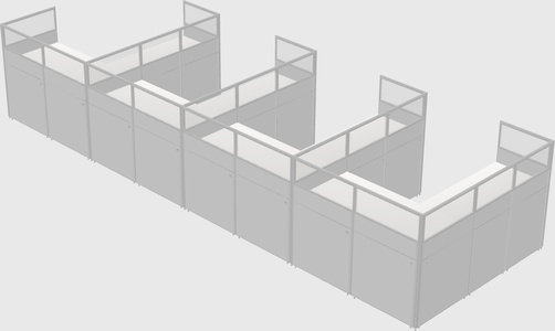 Shared l-shaped cubicle