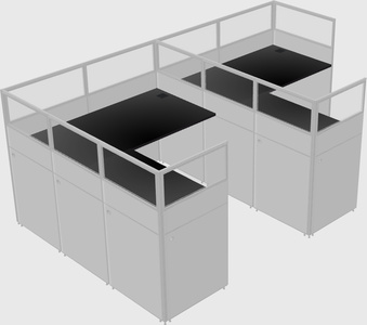 Shared l-shaped cubicle