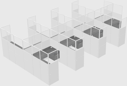 Shared l-shaped cubicle