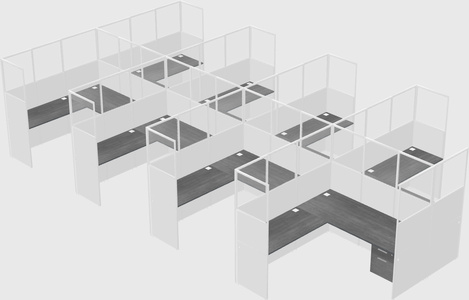 Shared l-shaped cubicle
