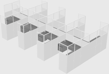 Shared l-shaped cubicle