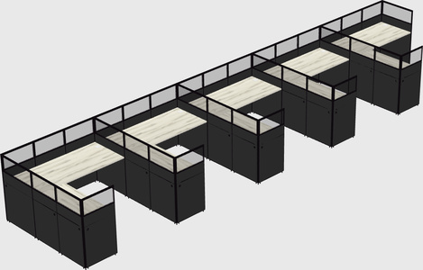 Shared l-shaped cubicle