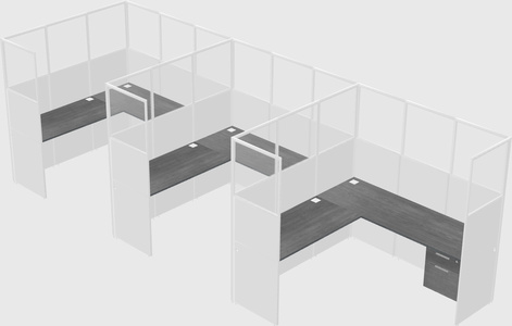 Shared l-shaped cubicle