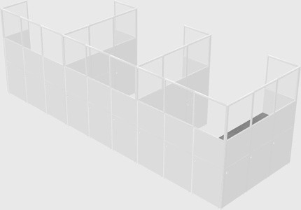 Shared l-shaped cubicle