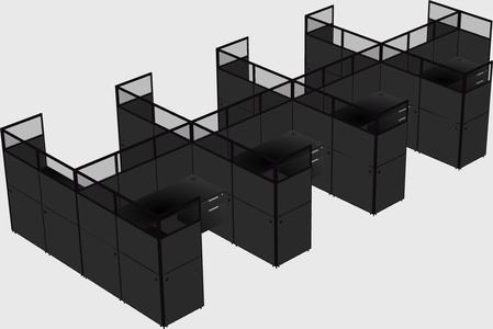 Shared l-shaped cubicle