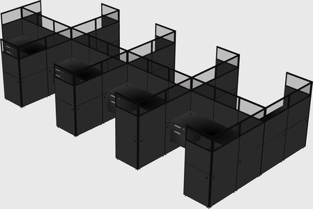 Shared l-shaped cubicle