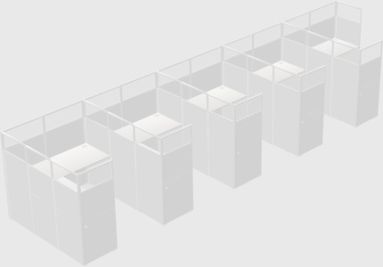 Shared l-shaped cubicle