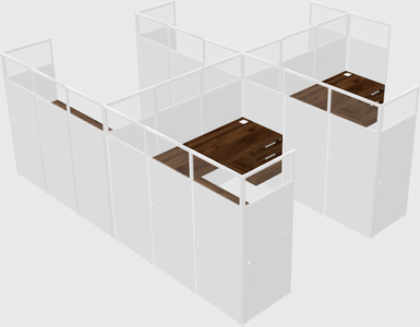 Shared l-shaped cubicle