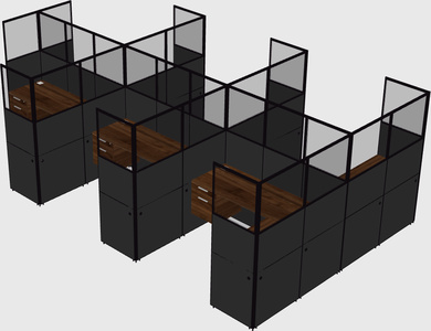 Shared l-shaped cubicle