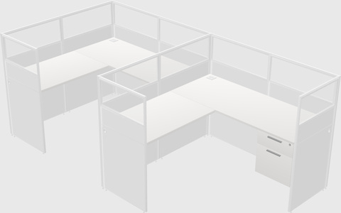 Shared l-shaped cubicle