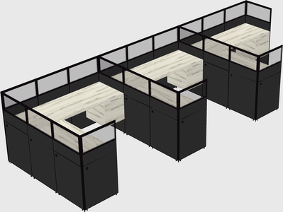 Shared l-shaped cubicle