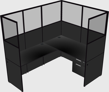 Shared l-shaped cubicle