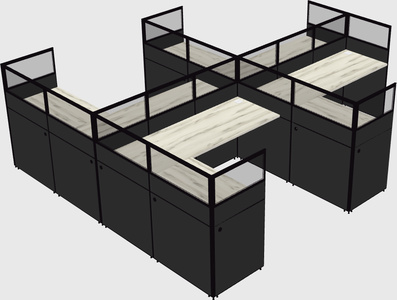 Shared l-shaped cubicle