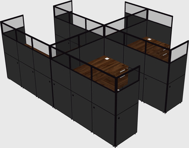 Shared l-shaped cubicle