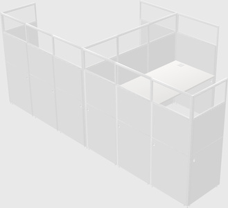 Shared l-shaped cubicle