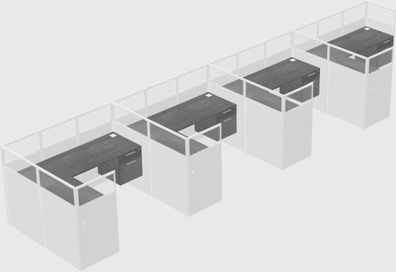 Shared l-shaped cubicle