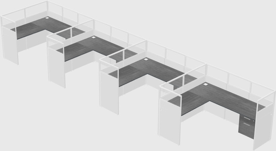 Shared l-shaped cubicle