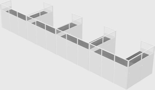 Shared l-shaped cubicle