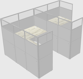 Shared l-shaped cubicle