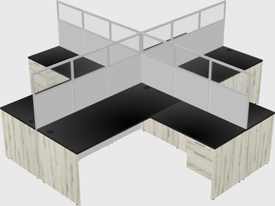 Shared l-shaped cubicles